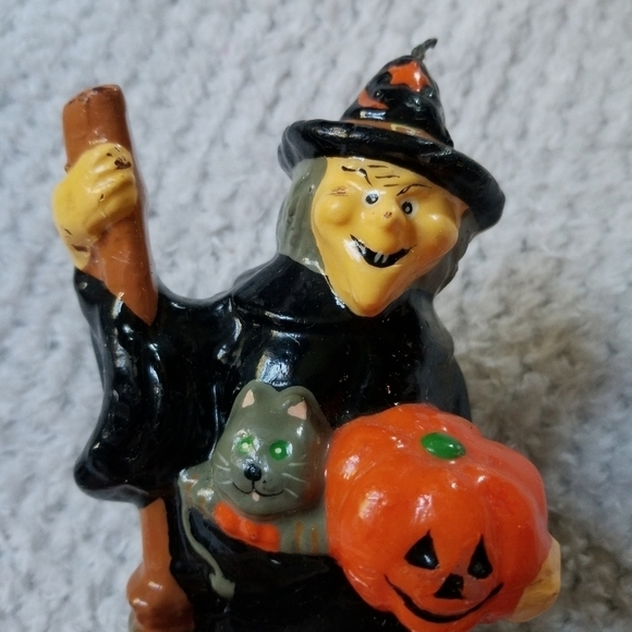 Set of Vintage Halloween Witch Pumpkin Cat Candles - Picture 8 of 10